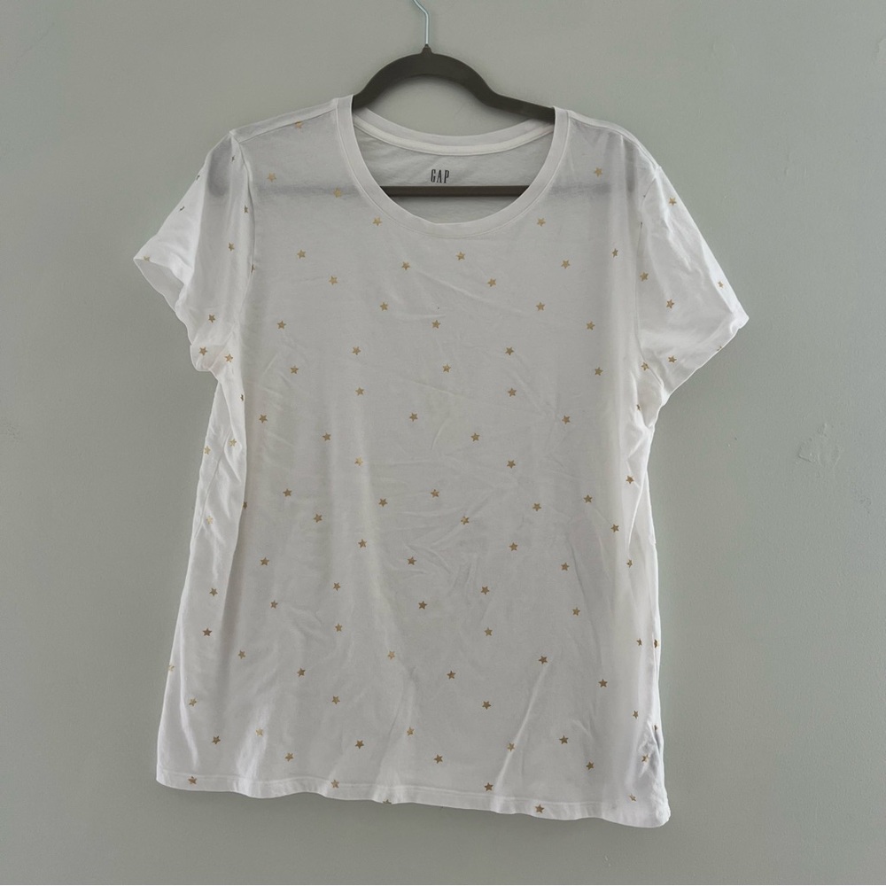 GAP White, Gold Star-Patterned Women's Top